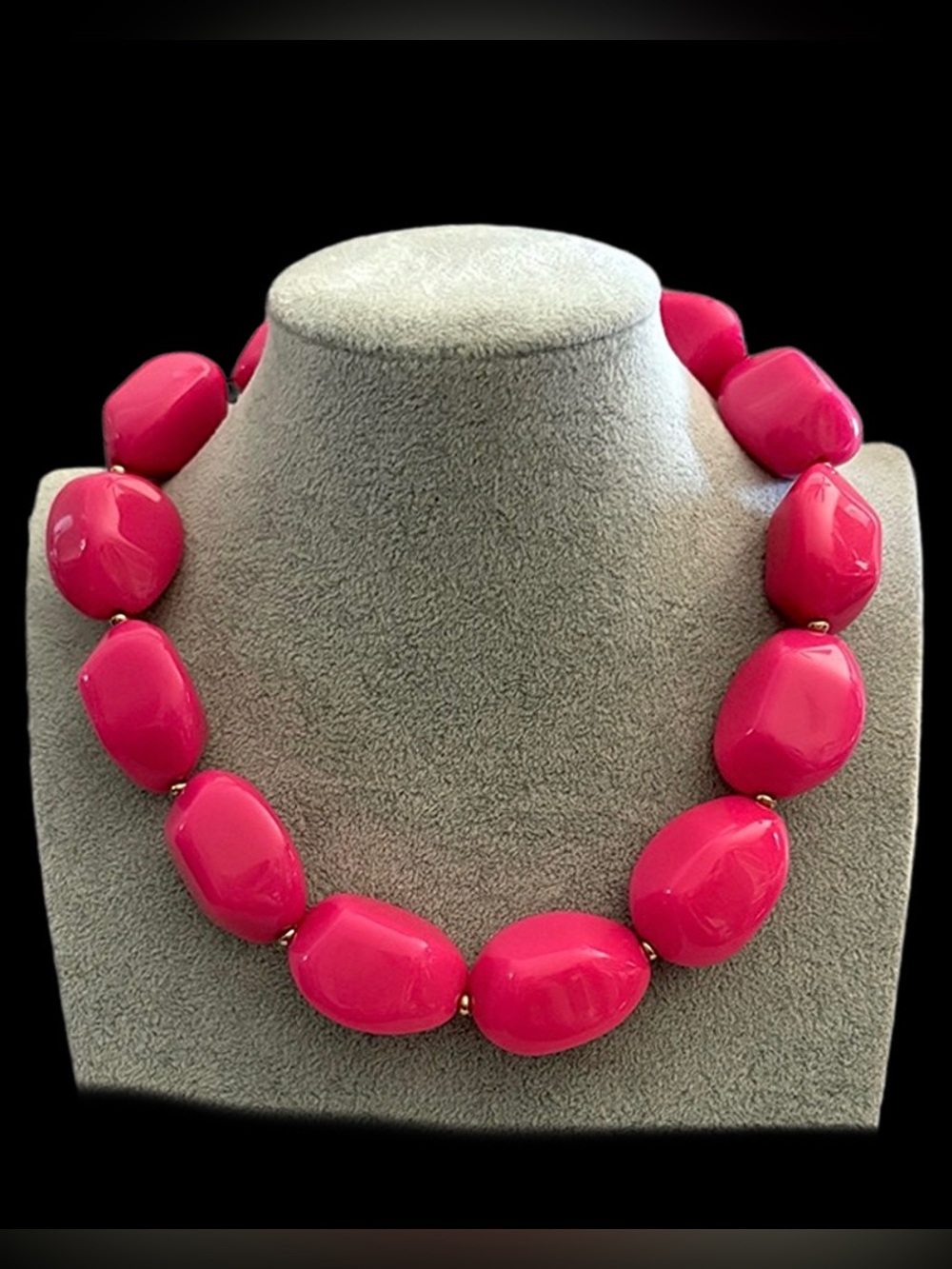 Vintage y2k Hot Pink Chunky Lucite Statement Necklace
